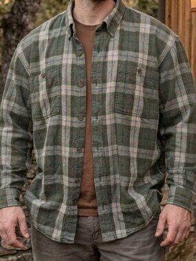 Duluth Trading Co. Men's 3XL Blue Plaid Flannel Button Down Shirt